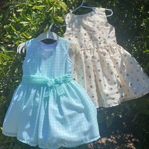 Carters Baby Dresses Lot of 2  baby size 18mo Green Gingham and Gold Polka dot